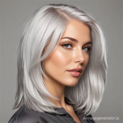Elegant Woman with Smooth Silver Hair | AI Image Generator