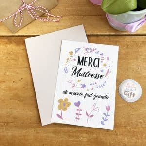 Carte à planter Merci maîtresse de m avoir fait grandir Collection