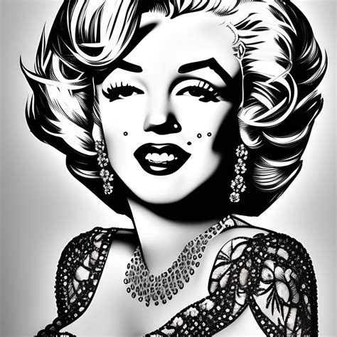 Marilyn Monroe Black And White Cartoon Graphic · Creative Fabrica