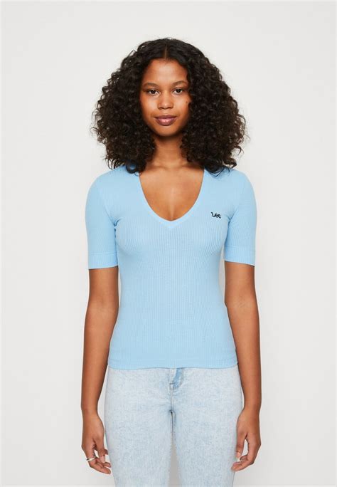 Lee V Neck T Shirt Basic Shasta Blueceleste Zalandoit