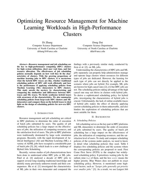 Pdf Optimizing Resource Management For Machine Learning Workloads In