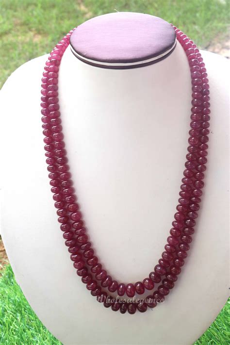 2 Strand Longido Ruby Gemstone Necklace Genuine Ruby Beads Etsy