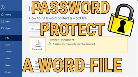 How To Password Protect A Word File Youtube