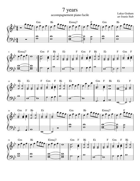 7 Years Sheet Music For Piano Solo