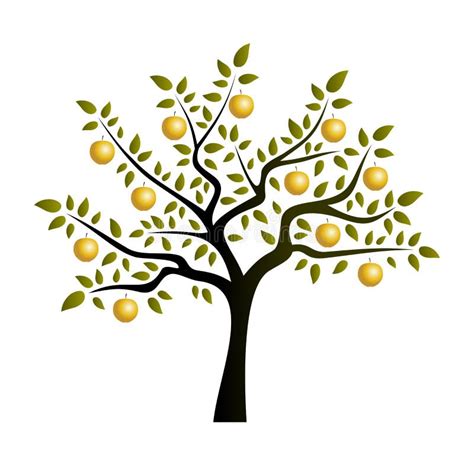 Golden apple tree stock vector. Illustration of background - 149204400