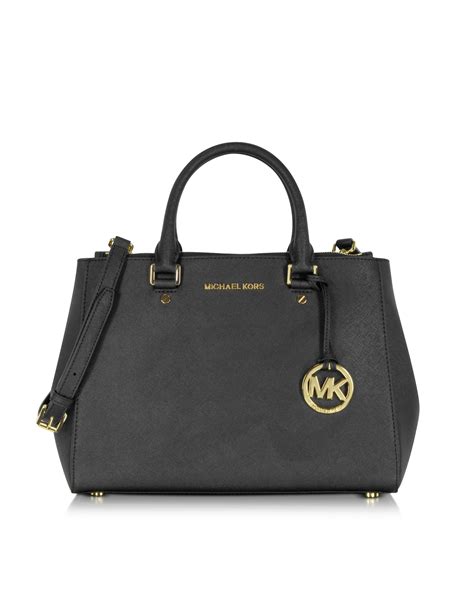 Lyst Michael Kors Sutton Medium Saffiano Leather Satchel Bag In Black