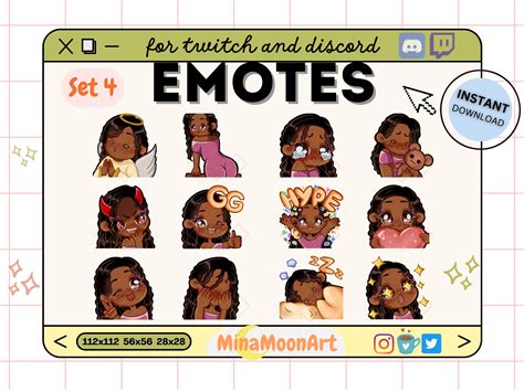 Mega Bundle Curly Hair Twitch Emotes Black Curly Hair Girl Emotes Twitch Emote Set Black Girl