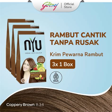 Jual NYU Creme Hair Colour Coppery Brown X3 Pewarna Rambut Panjang