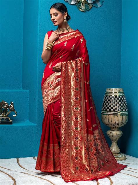 Red Bridal Banarasi Silk Saree