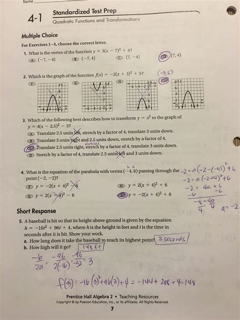 Alg Homework Answers