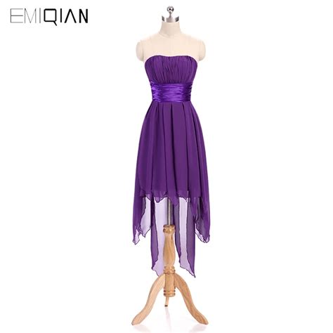 Free Shipping Sexy Hi Low Party Dresses Short Front Long Back Purple