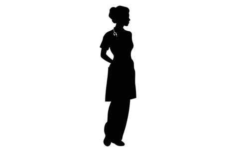 Nurse female silhouettes, Nurse silhouette vector, Nurse silhouette set ...