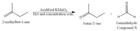 2 Methylbut 1 Ene Reacts With Acidified Manganatevii Ions Under Specif