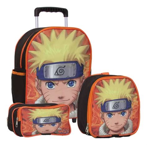 Mochila De Rodinhas Infantil Naruto Uzumaki Juvenil Menino Frete Gr Tis