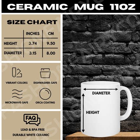 Mug Size Chart Cup Size Chart Mug Mockup Oz Mug Size Chart White