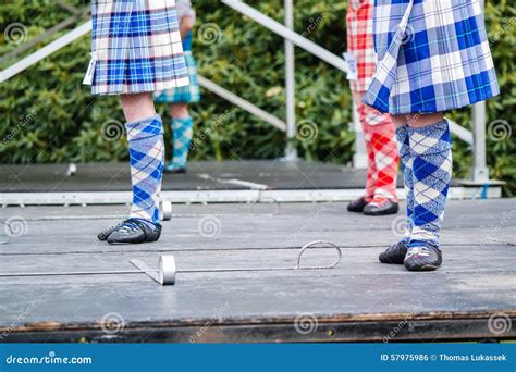 Traditional Scottish Highland Dancing In Kilts Stock Photo Image Of