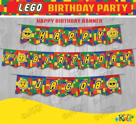 Printable Lego Birthday Party Banner Lego Party Banner Lego First