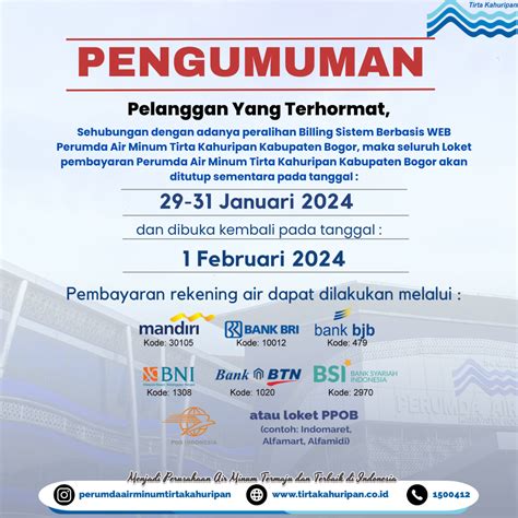 Perumda Air Minum Tirta Kahuripan Kabupaten Bogor Pengumuman