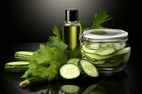 Premium Photo Organic Cosmetics Product With Cucumber Cucumber Lotion