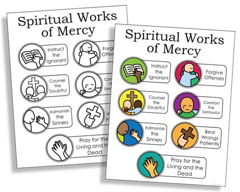 SPIRITUAL WORKS of MERCY Catholic Coloring Page Activity Catholic ...