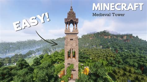 Minecraft How To Build A Simple Medieval Tower Tutorial Youtube