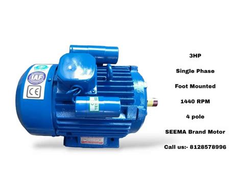 4 Pole Seema 3 HP Single Phase Induction Motor 1440 Rpm At Rs 8000 In