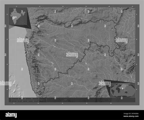 Maharashtra estado de la India Mapa de elevación en dos niveles con