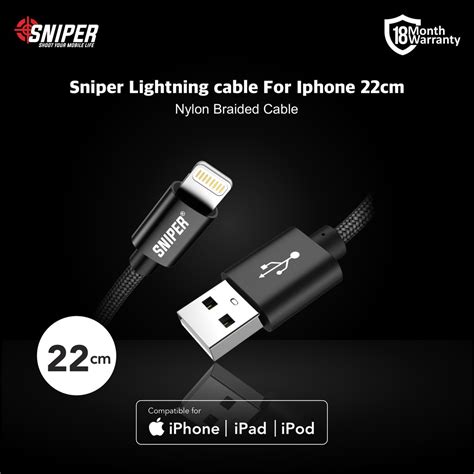 Sniper Cable Nylon Braided Lightning Cm Black Shopee Indonesia