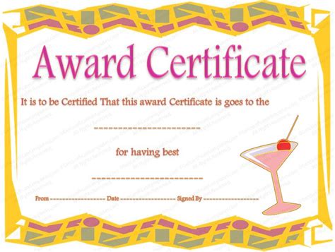 Best Party Award Certificate Template With Regard To Fantastic Best