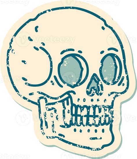 Iconic Distressed Sticker Tattoo Style Image Of A Skull 45107660 Png