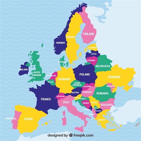 Mapa Da Europa Paises De Cores Vetor Gratis Free Vector Freepik