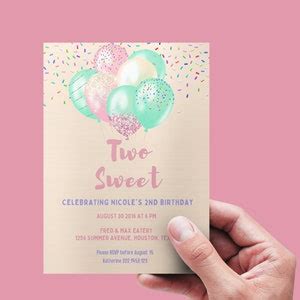 Editable Two Sweet Birthday Invitation Ice Cream Too Sweet Etsy