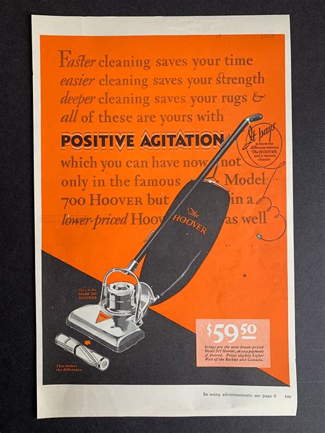 Vintage 1927 Hoover Model 700 Vacuum Cleaner Print Ad Etsy