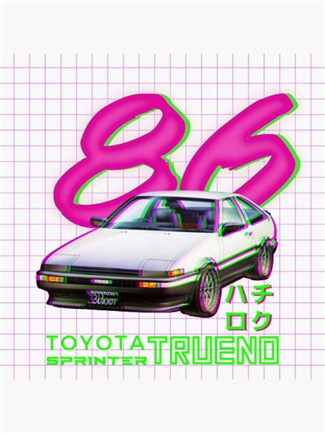 Toyota Ae86 Initial D Ae86 Toyota Retrowave Sticker By Lugcraft1987