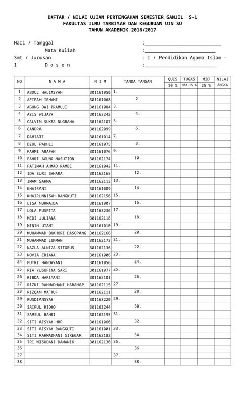 Docx Absensi Pai Sem 135 Dan 7 Dokumentips