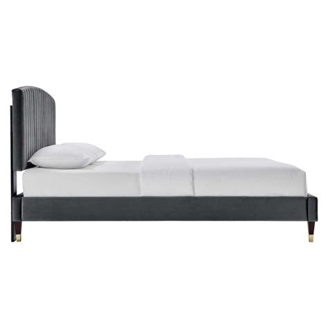 Alessi Performance Velvet Queen Platform Bed English Elm