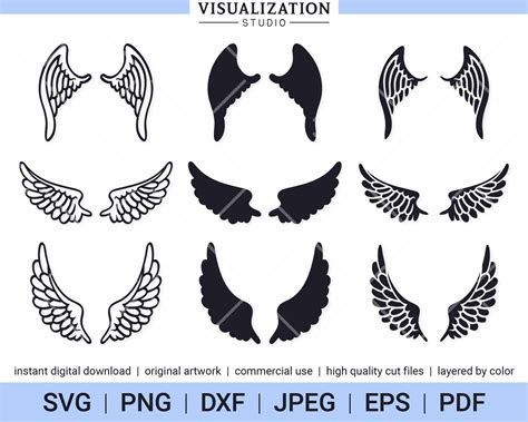 Angel Wings Vector Clipart Set INSTANT DIGITAL DOWNLOAD - Etsy