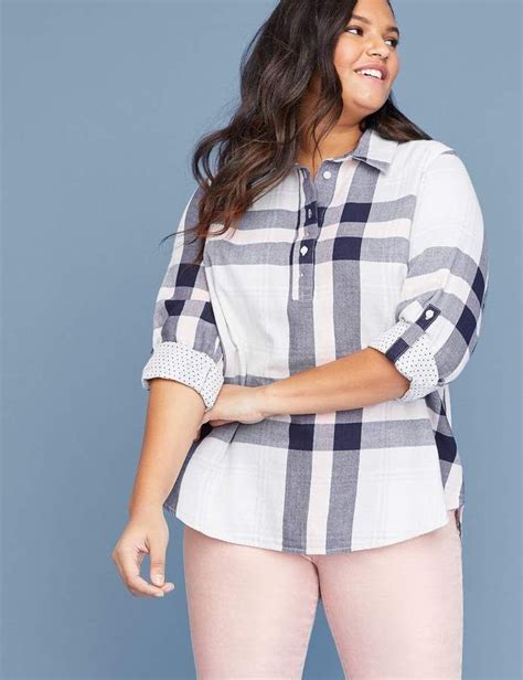 Lane Bryant Plaid Double Face Popover Shirt Plus Size Women S Tops