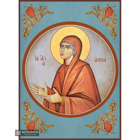 Saint Anna Christian Orthodox Icon with Blue Background – Agiografia Icons