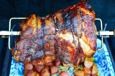 Rotisserie Pork Shoulder With South Carolina Mustard Barbecue Sauce