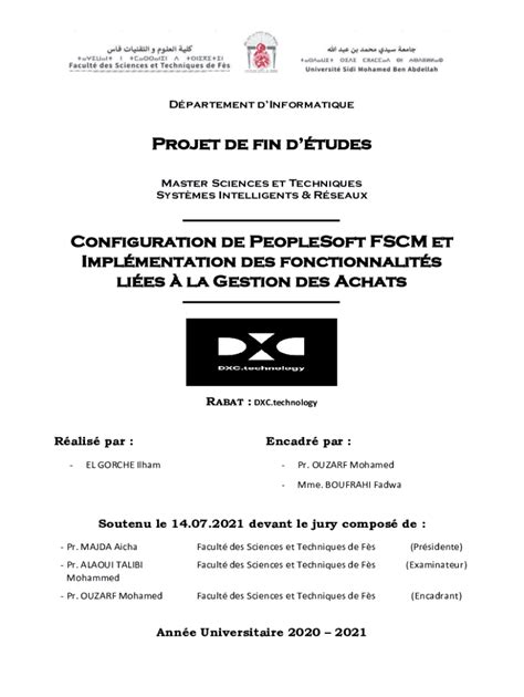 Remplissable En Ligne Memoirepfe Fst Usmba Ac Projet De Fin D Tudes