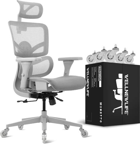 WELLNEW Prestige Ergonomic Office Chair Grey- Height Adjustable ...