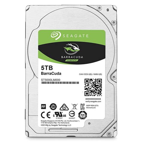 Seagate ST5000LM000 Barracuda 5TB 5400RPM SATA 6Gb S 128MB Cache 2 5