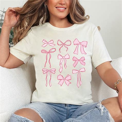 Coquette Clothing Coquette Shirt Design Pink Bows Shirt Coquette Style Shirt Coquette Aesthetic