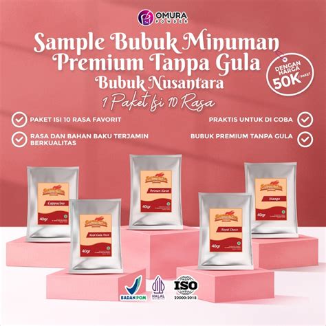 jual sample paket tester sample  rasa bubuk minuman premium plain