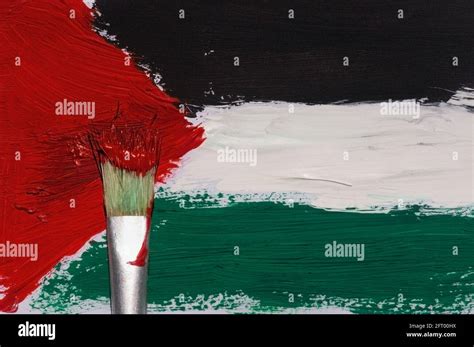 Brush painting of Palestine flag on a paper for background and ...