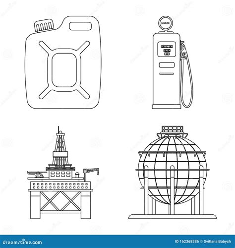 Vector Design Of Oil And Gas Icon Set Of Oil And Petrol Stock Vector