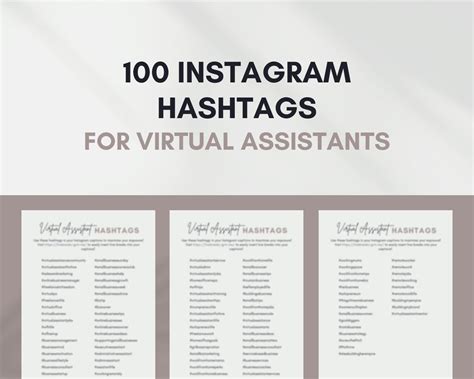 100 Instagram Hashtags For Virtual Assistants Virtual Etsy