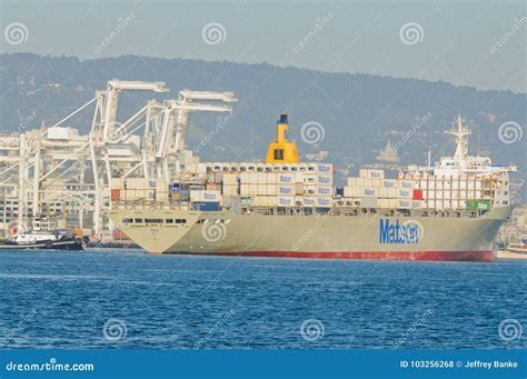 Container Ship Entering Harbor Editorial Stock Photo Image Of Ferry