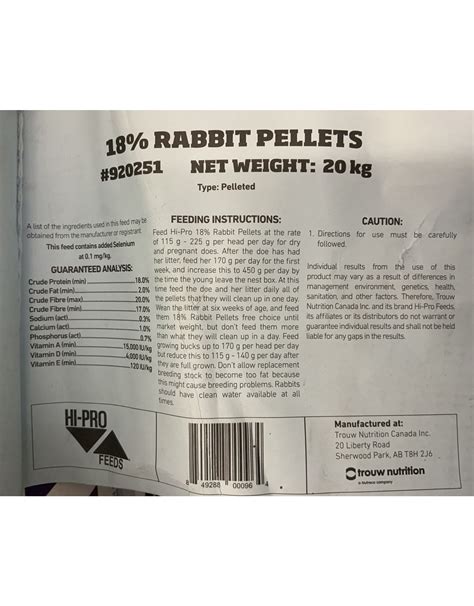 Hi Pro Rabbit Pellets Kg C Can St Medicine Hat